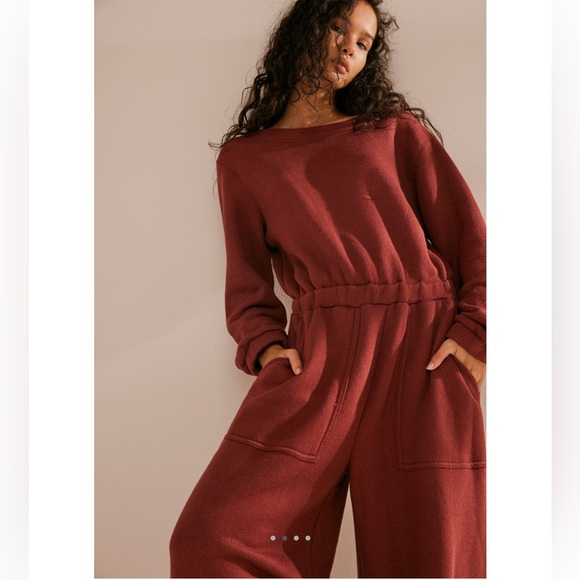 NWT Free People flawed Darla One Piece Sweater Jumpsuit in Mahogany brown $98 - Picture 3 of 7